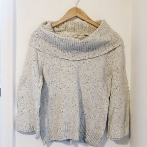 Cream Speckled Knit Cowl Neck Sweater